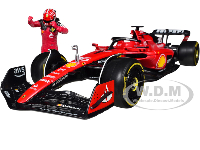 Ferrari SF 23 #16 Charles Leclerc Formula One F1 World Championship 2023 with Driver Figure 1/24 Diecast Model Car Bburago 26809CL