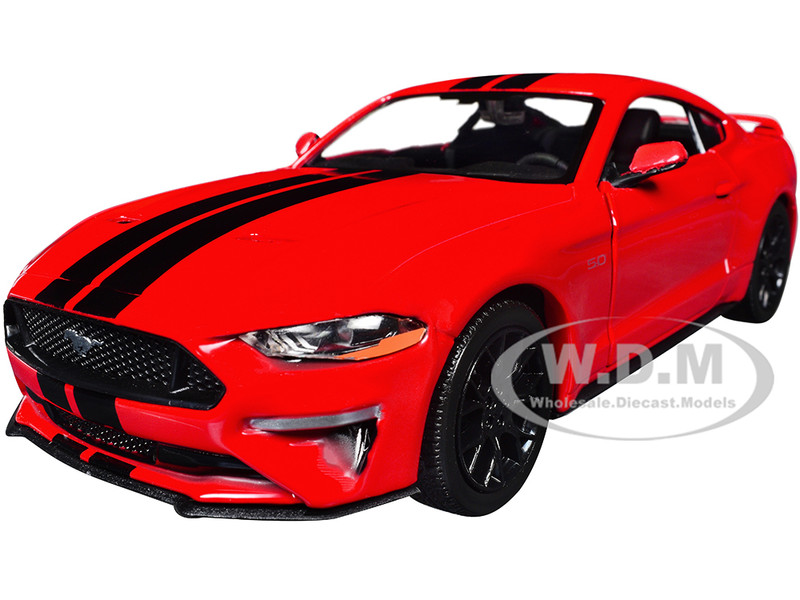 2018 Ford Mustang GT 5 0 Red with Black Stripes Timeless Legends Series 1/24 Diecast Model Car Motormax 79352TL-RBK
