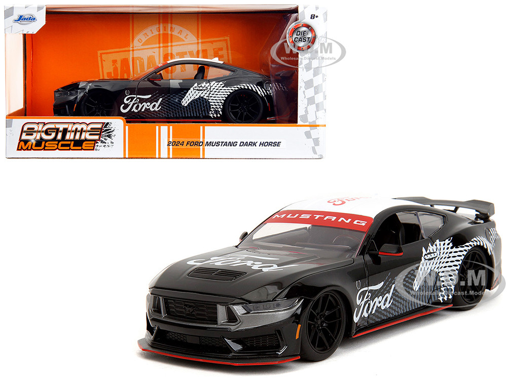 2024 Ford Mustang Dark Horse Black with White Top and