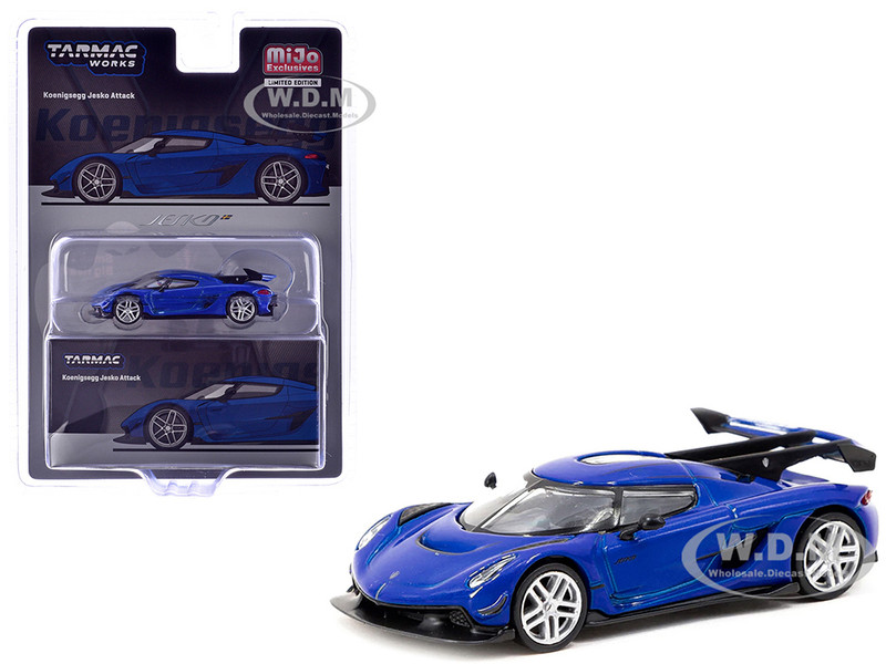 Koenigsegg Jesko Attack Blue Metallic Global64 Series 1/64 Diecast Model Tarmac Works T64G-TL052-BL