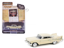 1957 Plymouth Fury Beige with Gold Metallic Stripes Vintage Ad Cars Series 10 1/64 Diecast Model Car Greenlight 39140B