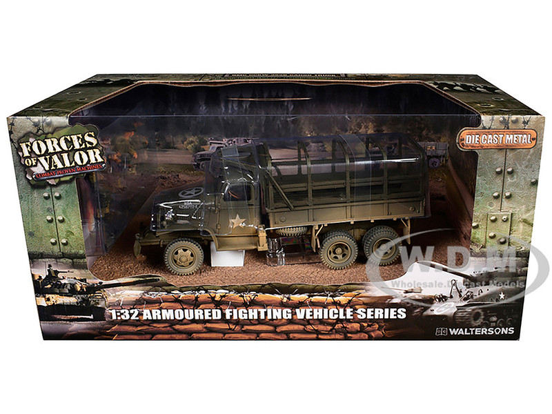 GMC CCKW 353B Cargo Truck 1st Infantry Division Weymouth England World War II 1945 United States Army with Figures Armoured Fighting Vehicle Series 1/32 Diecast Model Forces of Valor FOV-801201A