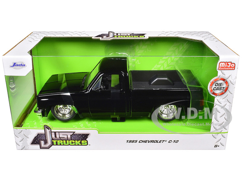 1985 Chevrolet C 10 Pickup Truck Black with Minilite Wheels Just Trucks Series 1/24 Diecast Model Car Jada 35852
