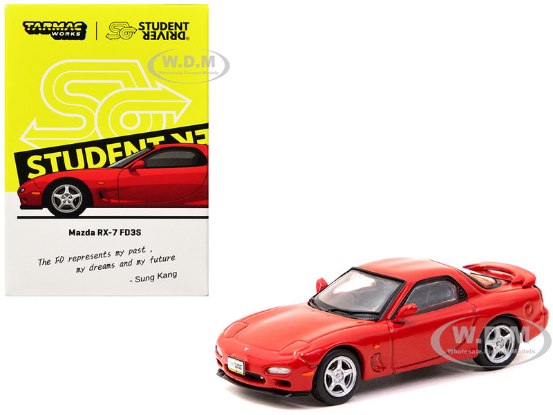 Mazda RX 7 FD3S RHD Right Hand Drive Red Student Driver J Collection Series 1/64 Diecast Model Tarmac Works JC64-005-RD