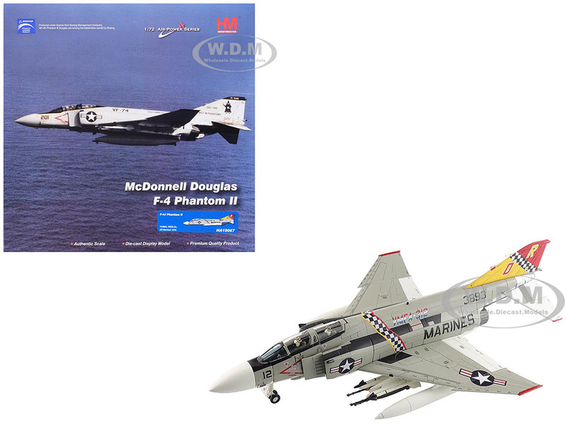 McDonnell Douglas F 4J Phantom II Fighter Bomber Aircraft 153893 VMFA 312 Checkerboards 1976 United States Marine Corps Air Power Series 1/72 Diecast Model Hobby Master HA19067