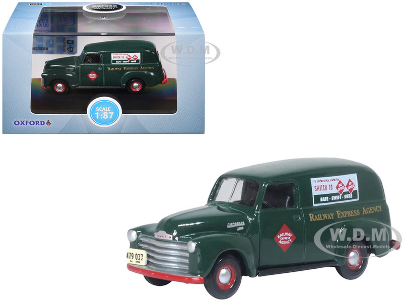 1950 Chevrolet Panel Van Railway Express Agency Dark Green 1/87 (HO) Scale Diecast Model Car Oxford Diecast 87CV50005