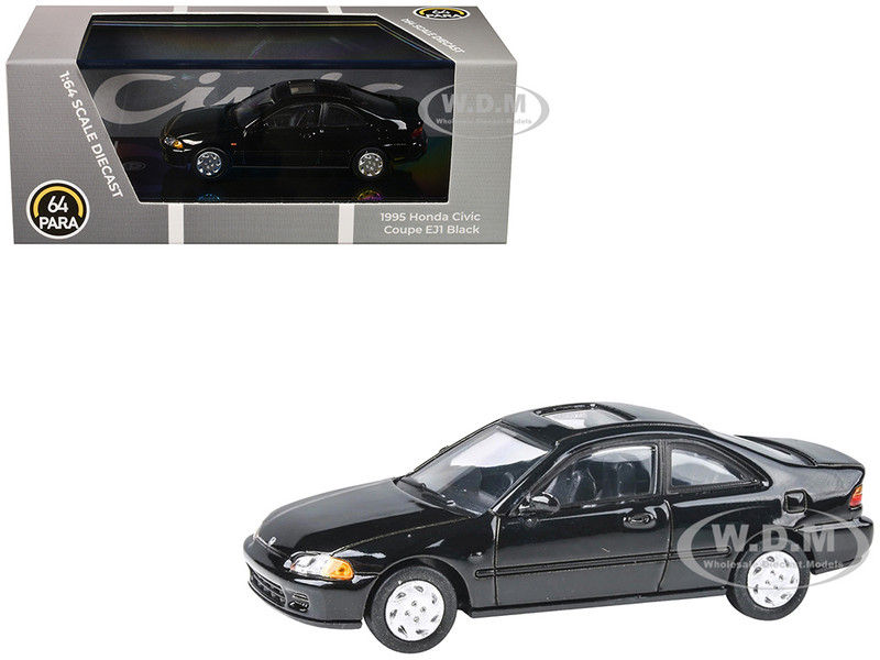1995 Honda Civic Coupe EJ1 Black with Sunroof 1/64 Diecast Model Car Paragon Models PA-55761