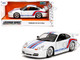 Porsche 911 GT3 996 White with Red and Blue Stripes Hyper Spec Series 1/24 Diecast Model Car Jada 35491