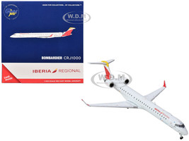 Bombardier CRJ1000 Commercial Aircraft Iberia Regional EC MVZ White with Red Tail 1/400 Diecast Model Airplane GeminiJets GJ2196