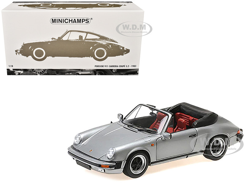 1983 Porsche 911 Carrera Cabriolet 3 2 Gray Metallic 1/18 Diecast Model Car Minichamps 100063034