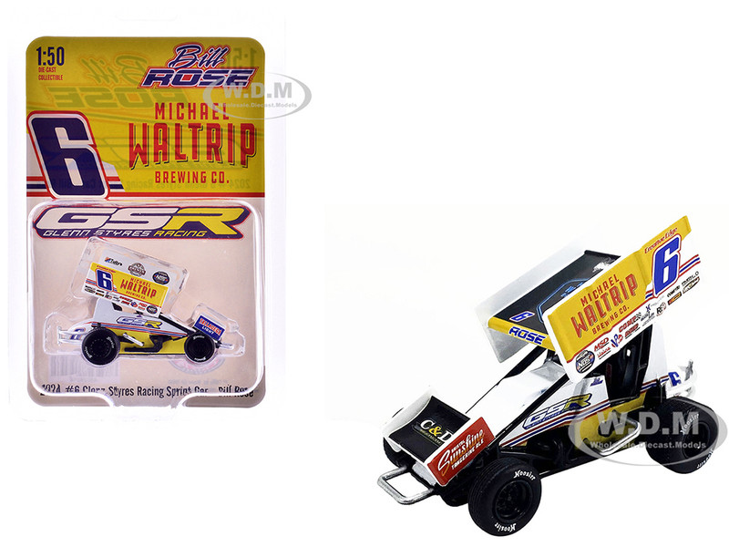 Winged Sprint Car #6 Bill Rose Michael Waltrip Brewing Co Glenn Styres Racing World of Outlaws 2024 1/50 Diecast Model Car ACME A5024014