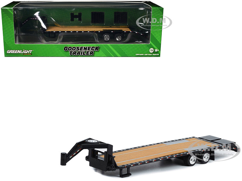 Gooseneck Trailer Black In Box 1/64 Diecast Model Car Greenlight GL30390-2