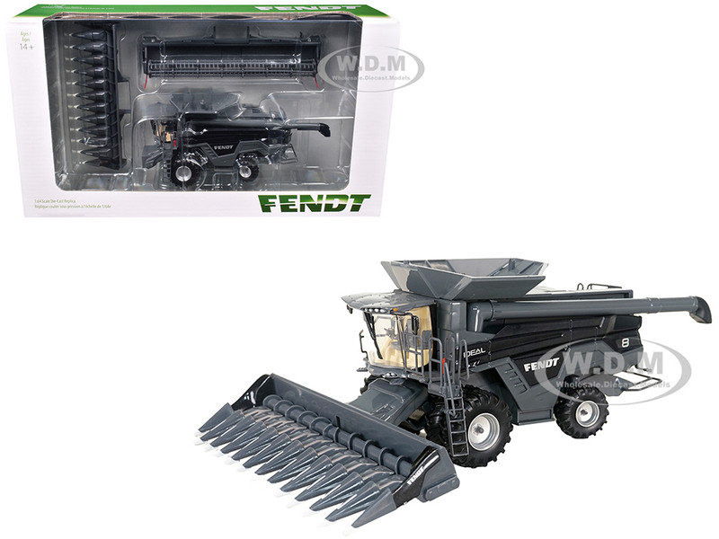 Fendt Ideal 8 Combine with Grain Head and 12 Row Corn Head Gray 1/64 Diecast Model SpecCast SCT953