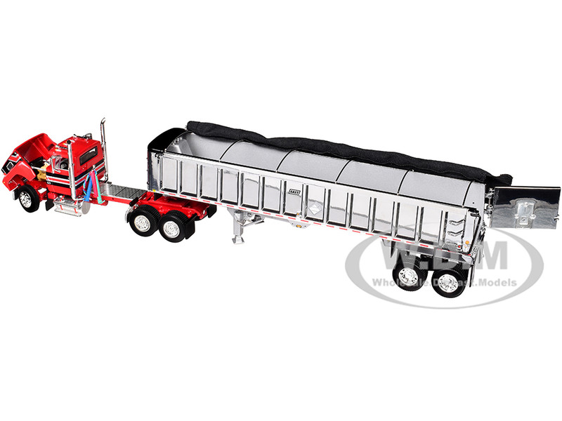 FORD LTL 9000 DAY CAB W/DUMP TRAILER RED & BLACK 1/64 BY DCP