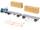Peterbilt 389 36 Flat Top Sleeper with Utility Dual 28 5 Flatbed Trailers with Hay Loads Pacific Blue Metallic with White Stripes 1/64 Diecast Model DCP/First Gear 60-1831