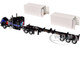 Peterbilt 389 with 63 Mid Roof Sleeper and Container Trailer and Two 20 Dry Goods Containers Jet Black with Stripes DCP Exclusive Series 1/64 Diecast Model DCP/First Gear 60-1927