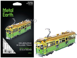 Model Kit Melbourne W class Tram Green and Gold Moderate Difficulty Steel Model Metal Earth MMS158