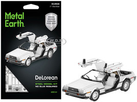 Model Kit DeLorean Brushed Metal Moderate Difficulty Steel Model Metal Earth MMS181