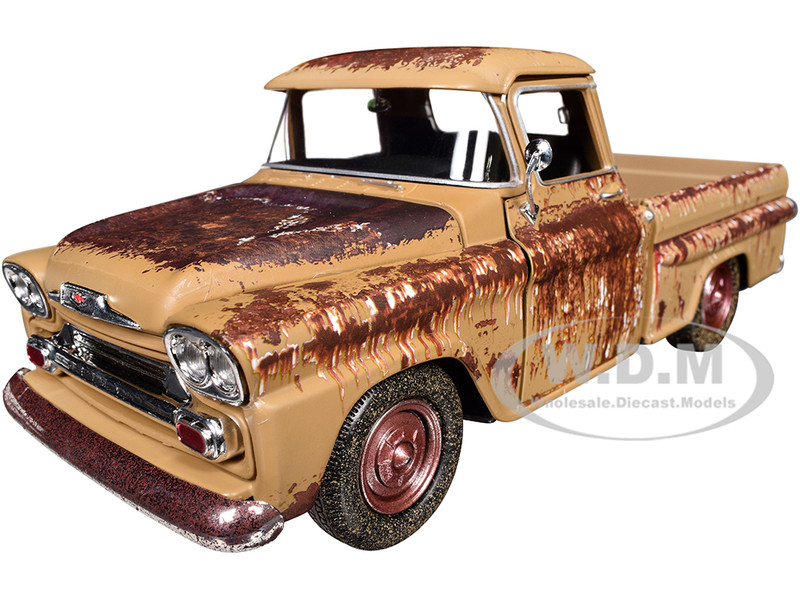 1958 Chevrolet Apache Fleetside Pickup Brown Rusted Weathered Treasures Series 1/24 Diecast Model Car Motormax 79072BRN