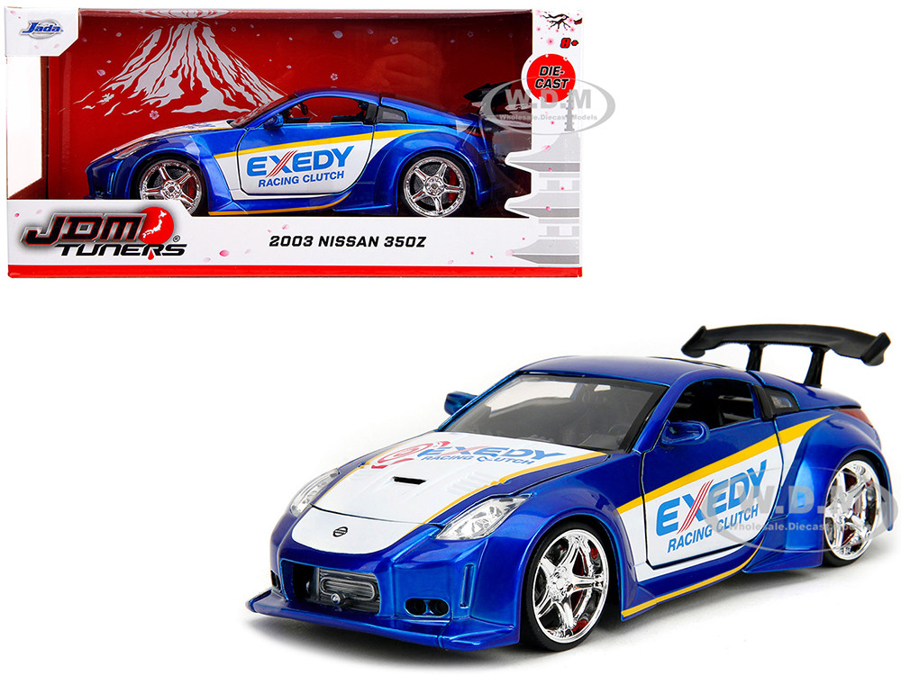 2003 Nissan 350Z Exedy Racing Clutch Candy Blue and White JDM Tuners Series 1 24 Diecast Model Car by Jada