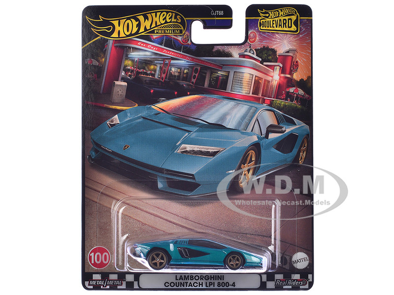 Lamborghini Countach LPI 800 4 Teal Metallic Boulevard Series Diecast Model Car Hot Wheels HRT70