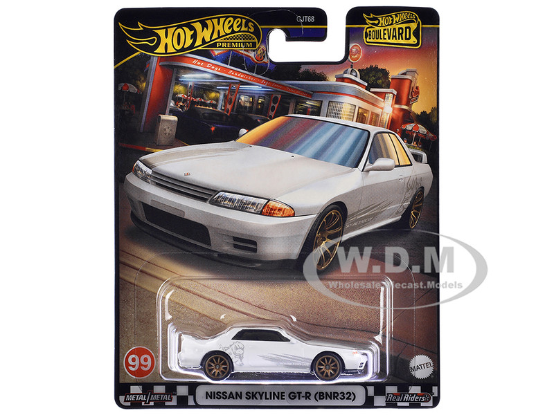 Nissan Skyline GT R BNR32 RHD Right Hand Drive White with Graphics Boulevard Series Diecast Model Car Hot Wheels HRT74