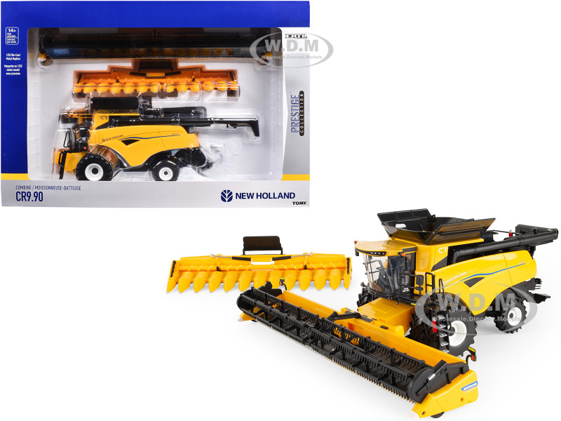 New Holland CR9.90 Combine Yellow Corn Head Draper Head Prestige Collection 1/32 Diecast Model ERTL TOMY 13973