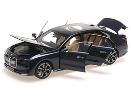 BMW i7 Blue 1/18 Diecast Model Car Minichamps 110023202