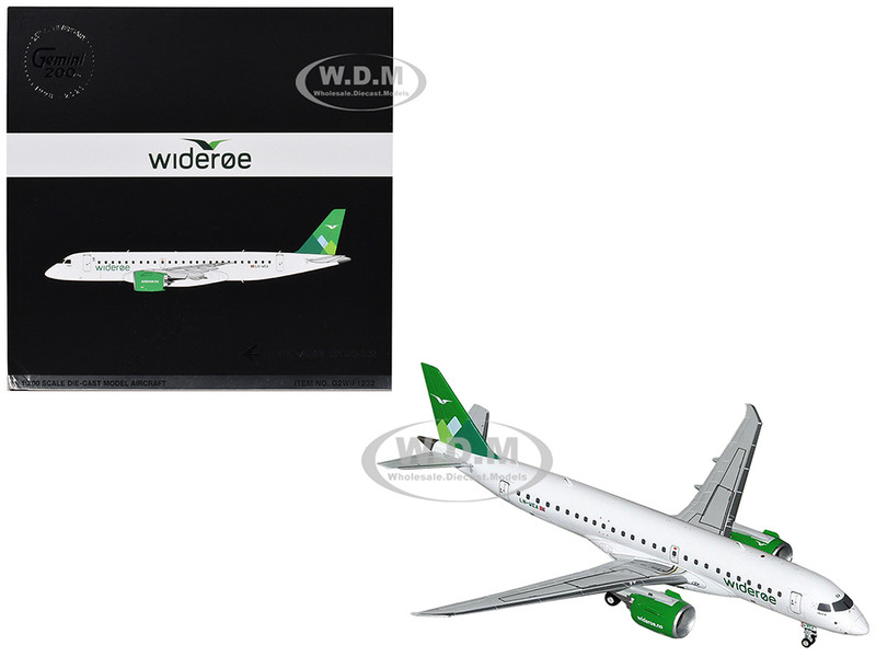 Embraer E190 E2 Commercial Aircraft Wideroe LN WEA White with Green Tail Gemini 200 Series 1/200 Diecast Model Airplane GeminiJets G2WIF1232