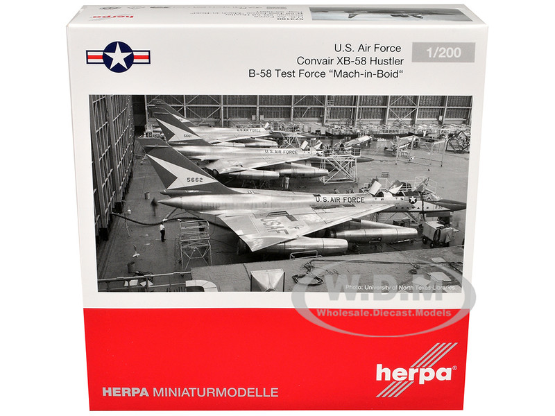 Convair XB 58 Hustler Aircraft B 58 Test Force Mach in Boid United States Air Force 1/200 Diecast Model Airplane Herpa HE573160