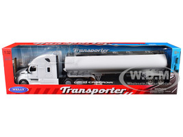 Freightliner Cascadia Truck Black with Silver Tanker Trailer