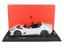 Ferrari 812 Competizione Aperta #16 Bianco Onda Marina Matt White Metallic with DISPLAY CASE Limited Edition to 136 pieces Worldwide 1/18 Model Car BBR P18209CL