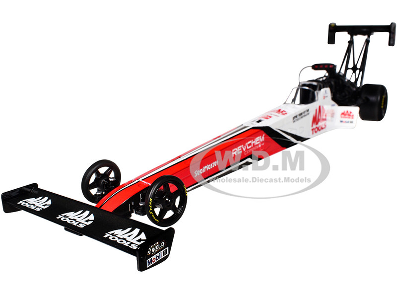 NHRA TFD Top Fuel Dragster Doug Kalitta MAC Tools Red and White 2023 NHRA Top Fuel Champion 1/24 Diecast Model Auto World AWN029