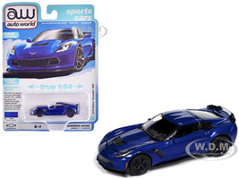 2019 Chevrolet Corvette Z06 Elkhart Lake Blue Metallic Sports Cars Series 1/64 Diecast Model Car Auto World 64442-AWSP165B