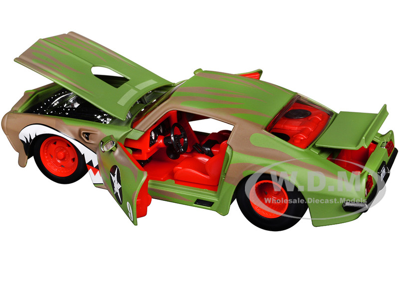 1972 Pontiac Firebird #9 Green Camouflage Flames with Graphics and