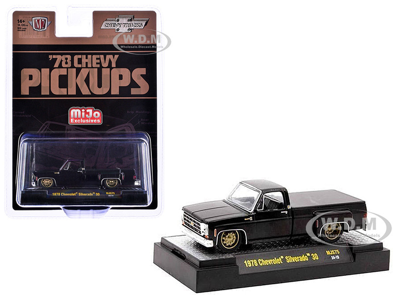 1978 Chevrolet Silverado 30 Pickup Truck Black Limited Edition to 10120 pieces Worldwide 1/64 Diecast Model Car M2 Machines 31500-MJS75