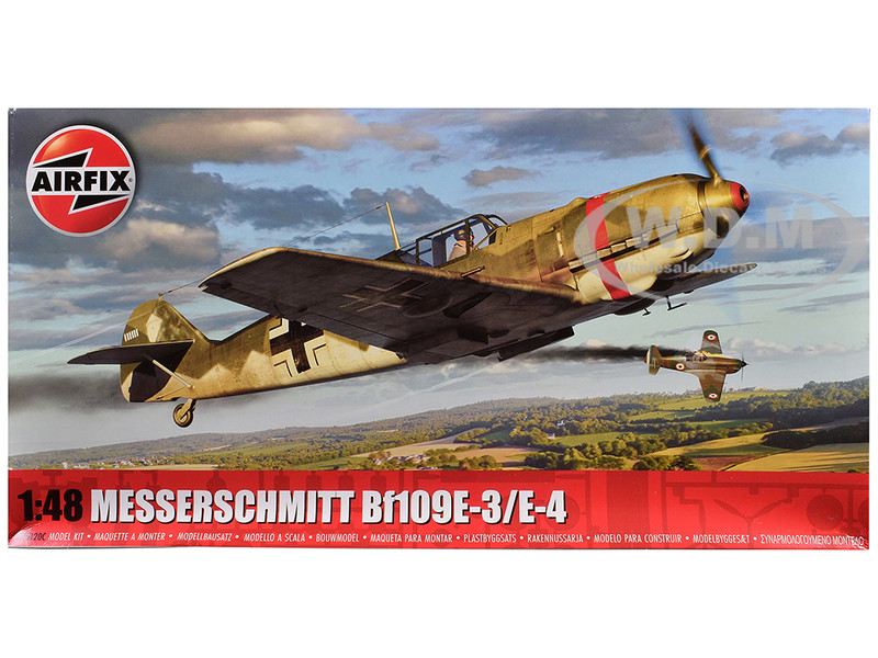 Level 2 Model Kit Messerschmitt Bf109E 3 E 4 Fighter Aircraft with 3 Scheme Options 1/48 Plastic Model Kit Airfix A05120C