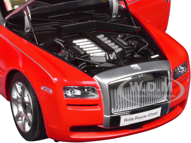 Rolls-Royce Ghost Red with Silver Metallic Hood 1/18 Diecast
