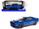 Dodge Challenger R T Scat Pack Widebody Electric Blue Metallic with Black Stripes 1/18 Diecast Model Car Solido S1805710