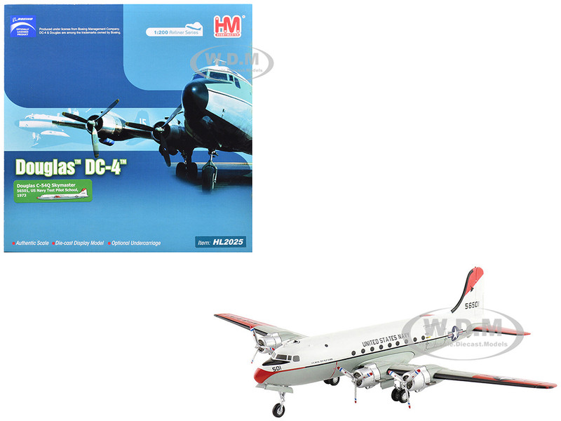 Douglas C 54Q Skymaster Transport Aircraft US Navy Test Pilot School 1973 United States Navy Airliner Series 1/200 Diecast Model Hobby Master HL2025
