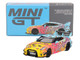 Nissan 35GT RR Ver 1 LB Silhouette Works GT Light Blue and Yellow with Graphics LBWK KUMA Limited Edition 1/64 Diecast Model Car Mini GT MGT00742