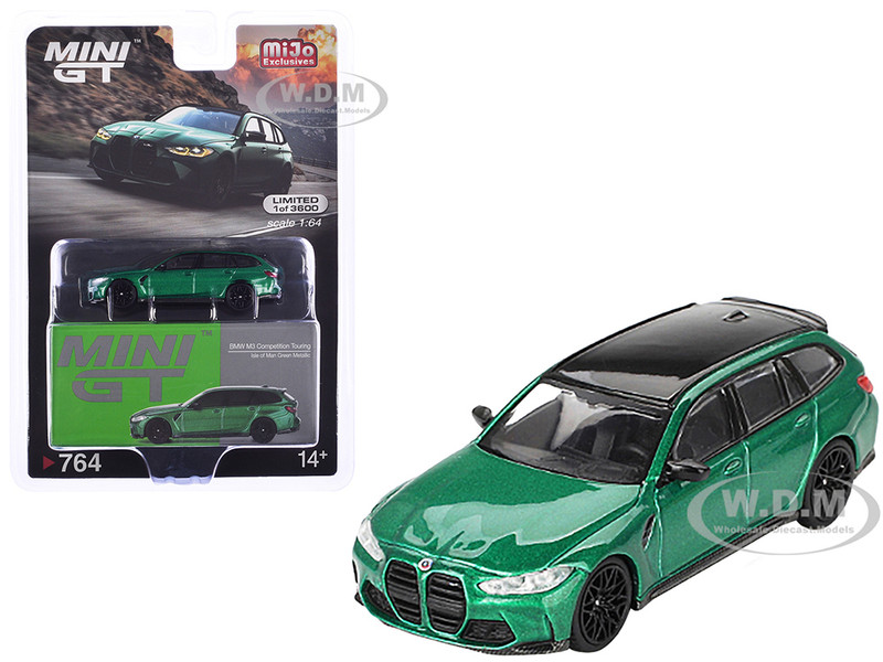 BMW M3 Competition Touring Isle of Man Green Metallic with Black Top Limited Edition to 3600 pieces Worldwide 1/64 Diecast Model Car Mini GT MGT00764