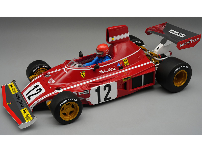 Ferrari 312 B3 #12 Niki Lauda Winner Formula One F1 Spanish GP 1974 with Driver Mythos Series Limited Edition to 115 pieces Worldwide 1/18 Model Car Tecnomodel TMD18-313A