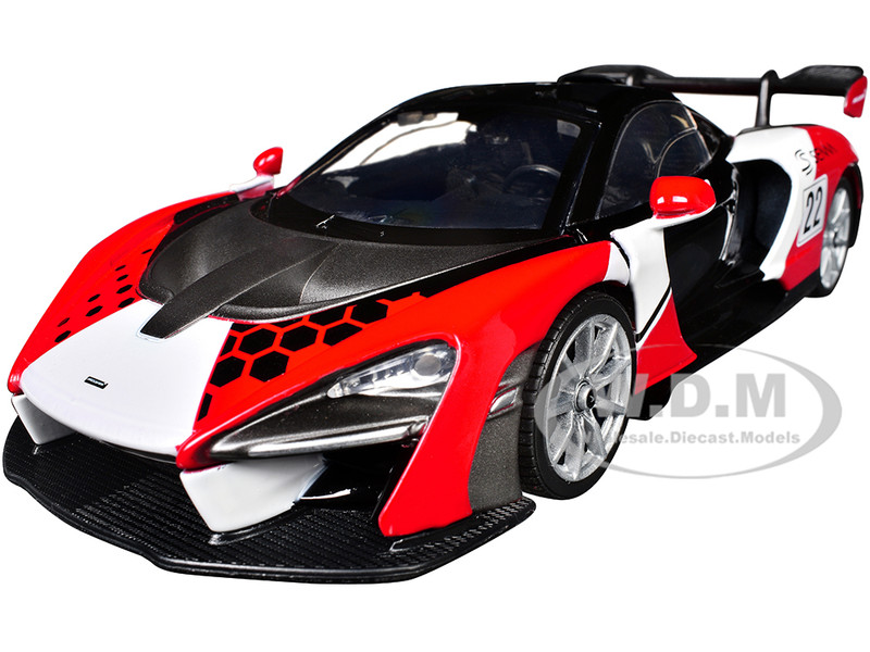 McLaren Senna #22 Black with Red and White Graphics GT Racing Series 1/24 Diecast Model Car Motormax 73791