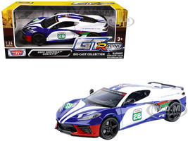 2020 Chevrolet Corvette #28 White with Blue Graphics GT Racing Series 1/24 Diecast Model Car Motormax 73794