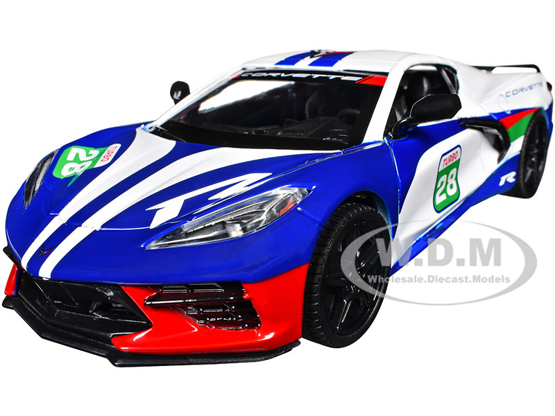 2020 Chevrolet Corvette #28 White with Blue Graphics GT Racing Series 1/24 Diecast Model Car Motormax 73794