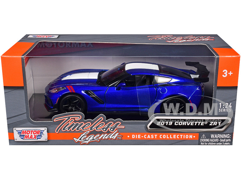 No128 ミニカー1/24箱ありChevrolet Corvette 2019 Chevrolet Corvette ZR1 Blue Metallic and White 