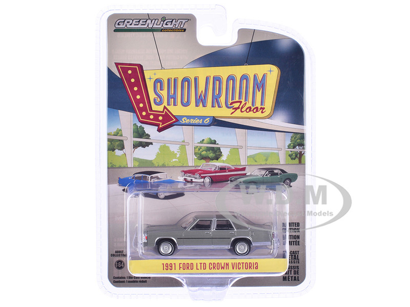 1991 Ford LTD Crown Victoria Light Titanium Metallic Showroom Floor Series 6 1/64 Diecast Model Car Greenlight 68060F