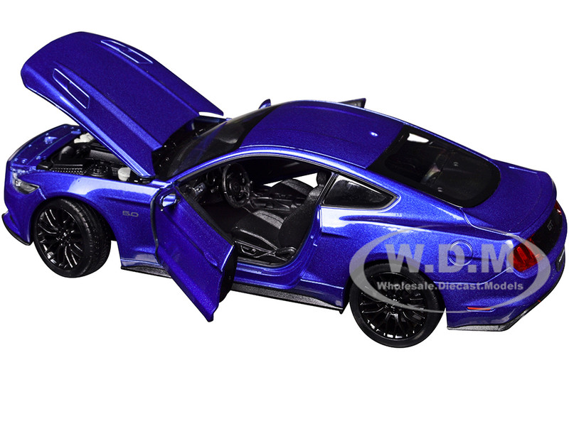 2015 FORD MUSTANG GT 5.0 BLUE 1/24 DIECAST MODEL CAR BY WELLY