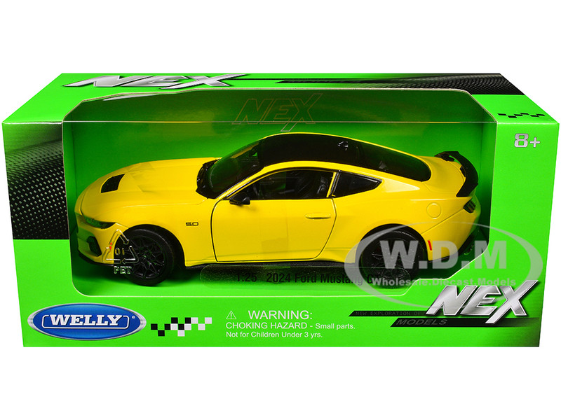 2024 FORD MUSTANG GT 5.0 YELLOW 1/25 DIECAST MODEL CAR BY WELLY